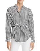 Frame Tie-front Striped Poplin Shirt