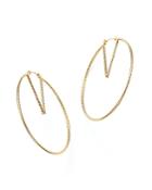 14k Yellow Gold V-hoop Earrings