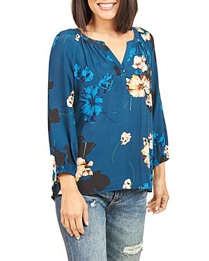 Daniel Rainn Floral Print Split Neck Top