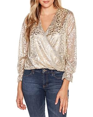 Belldini Cheetah Print Wrap Front Top