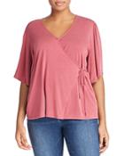 Lucky Brand Plus Wrap-front Flutter Top