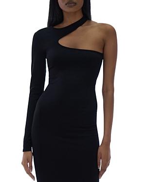 Helmut Lang Ruched Asymmetric Cutout Midi Dress