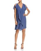 Adrianna Papell Ruffle Cold-shoulder Dress
