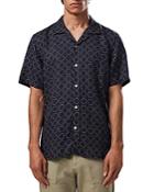 Nn07 Miyagi Tiled Short Sleeve Camp Shirt