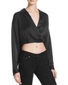 Kendall + Kylie Crossover Crop Silk Blouse