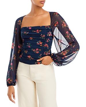 Wayf Isasbel Printed Ruched Top