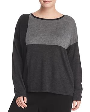 Eileen Fisher Plus Color-block Collection Boat Neck Sweater