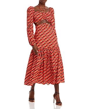 Nicholas Dora Cutout Geo Print Midi Dress