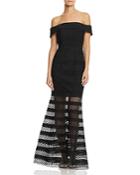 Jarlo Off-the-shoulder Illusion Stripe Gown