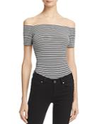Kendall And Kylie Stripe Off-the-shoulder Bodysuit
