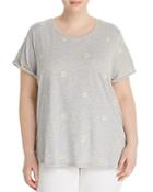 Lucky Brand Plus Embroidered-daisy Tee