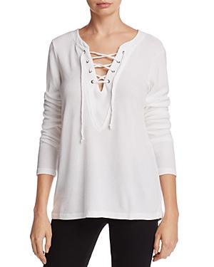 Michael Stars Lace-up V-neck Thermal Top