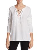 Michael Stars Lace-up V-neck Thermal Top