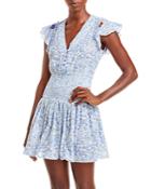 Poupette St. Barth Rachel Smocked Waist Tie Shoulder Mini Dress