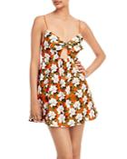 Alice + Olivia Melvina Tie Front Cutout Floral Print Dress