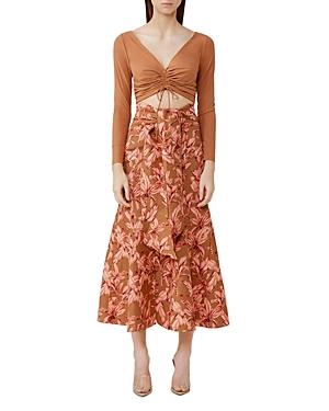 Significant Other Sienna Printed Linen Blend Midi Skirt