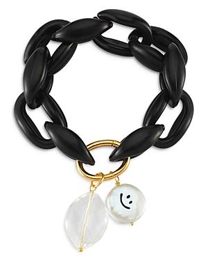 Maison Irem Smiley Crystal & Cultured Freshwater Pearl Link Bracelet