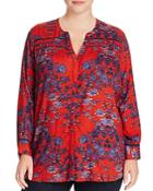 Lucky Brand Plus Embroidered Floral Blouse