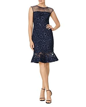Aidan Mattox Illusion Lace Midi Dress