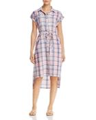 Billy T Plaid Button-front Midi Dress