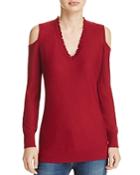 Love Scarlett Ruffle V-neck Cold Shoulder Sweater - 100% Exclusive