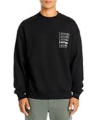 Lacoste L!ve Loose Fit Crew Neck Print Fleece Sweatshirt