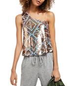 Free People Disco Fever One-shoulder Top