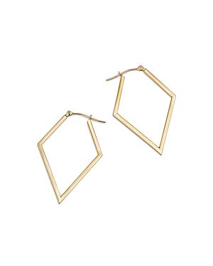 14k Yellow Rhombus Hoop Earrings