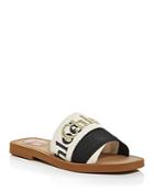 Chloe Women's Woody Embroidered Logo Slide Sandals