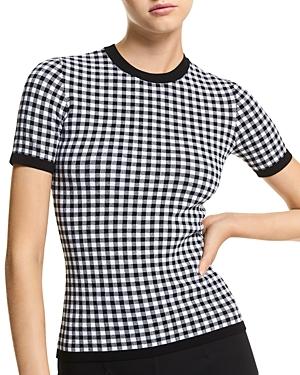 Michael Kors Collection Gingham Cashmere Stretch Tee