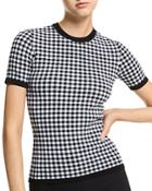 Michael Kors Collection Gingham Cashmere Stretch Tee