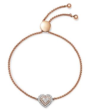 Bloomingdale's Diamond Heart Bolo Bracelet In 14k White Gold & Rose Gold, 0.50 Ct. T.w. - 100% Exclusive