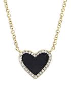 Moon & Meadow 14k Yellow Gold Kate Onyx & Diamond Heart Pendant Necklace, 18