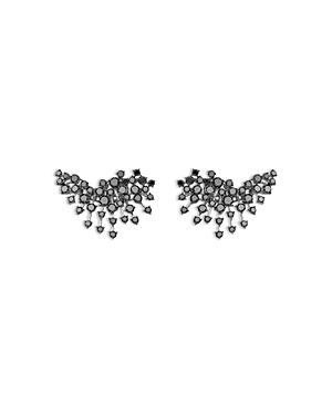 Hueb 18k White Gold Luminus Black Diamond Cluster Ear Climbers