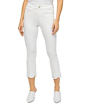 Jen7 By 7 For All Mankind Straight Leg Scallop Hem Ankle Jeans In White