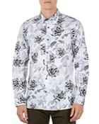 Ted Baker Maize Rose & Dot Leaf Print Button-down Shirt