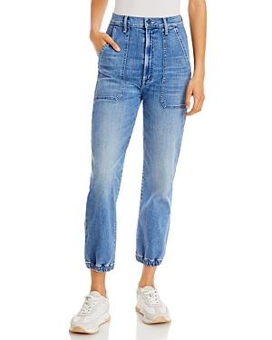 Mother The Wrapper Patch Springy High Rise Ankle Jogger Jeans In We The Animals