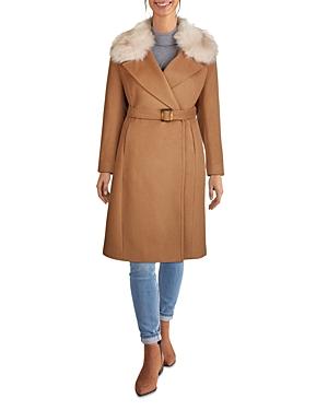 Cole Haan Faux Fur Collar Mid Length Coat