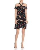 Boutique Moschino Butterfly Print Silk Cold Shoulder Dress