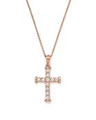 Bloomingdale's Diamond Cross Pendant Necklace In 14k Rose Gold, .25 Ct. T.w. - 100% Exclusive