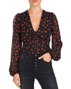 The Kooples So In Love Printed Lace-up Peplum Top