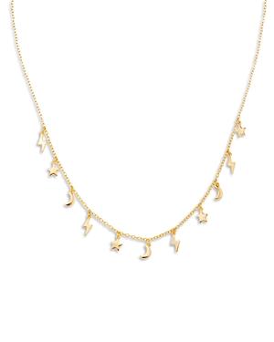 Aqua Moon & Star Charm Necklace In Gold Tone, 16.25-18.25 - 100% Exclusive