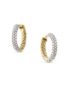 David Yurman 18k Yellow Gold Petite Hoop Earrings With Diamonds