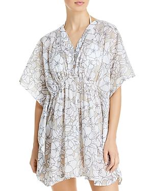 Echo Etched Floral-print Butterfly Caftan Swim Cover-up