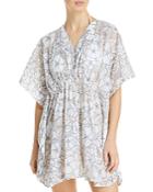 Echo Etched Floral-print Butterfly Caftan Swim Cover-up