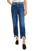 7 For All Mankind High Waist Cropped Straight Leg Jeans In Venus Blue