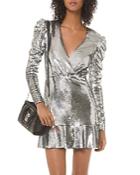 Michael Michael Kors Sequined Puff-sleeve Mini Dress