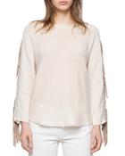 Zadig & Voltaire Banko Leather Fringe Cashmere Sweater