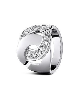 Dinh Van 18k White Gold Menottes Ring With Diamonds
