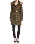 Vince Camuto Belted Faux Fur Hooded Puffer Coat